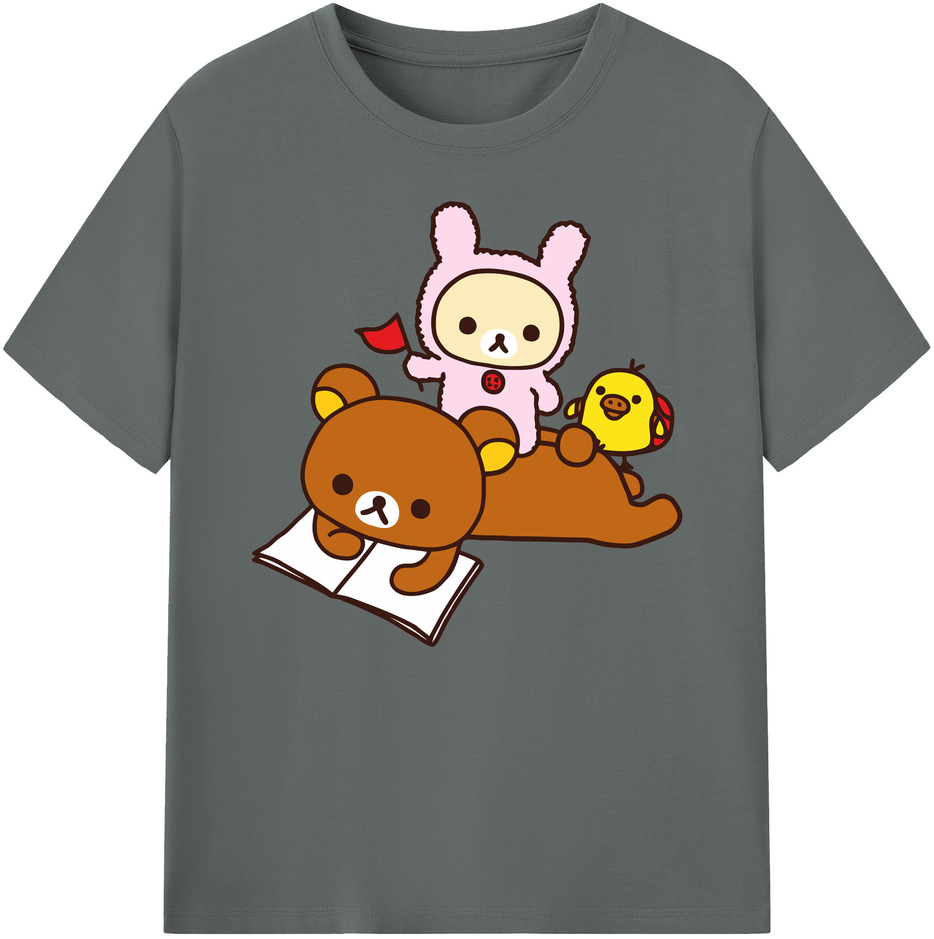 （画像用） リラックマ リラックマ キイロイトリ Rilakkuma Korilakkuma Kiiroitori 綿100％ メンズ半袖Tシャツ｜肌触りやわらか＆通気性